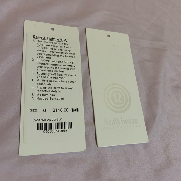 NWOT Lululemon SeaWheeze speed tight size 6 - Picture 2 of 3